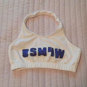 White Swooshcats Sports Bra